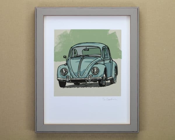 VW Beetle art print framed