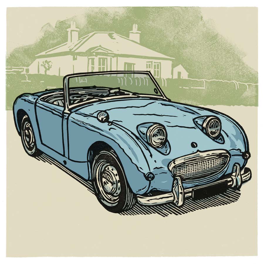 Austin Healey Frogeye Sprite picture commission illustration